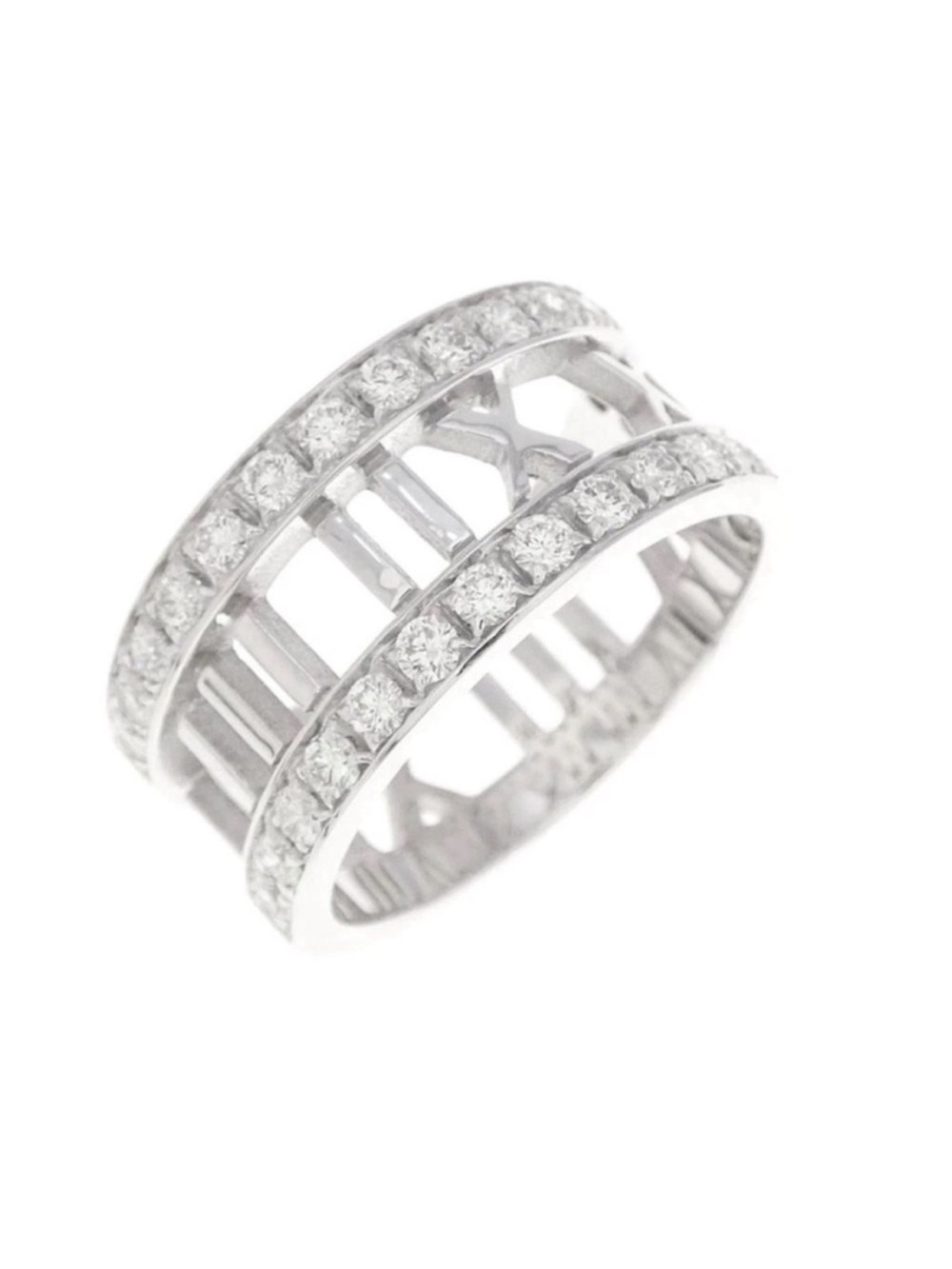 Tiffany & Co white gold diamond atlas ring size 8.5